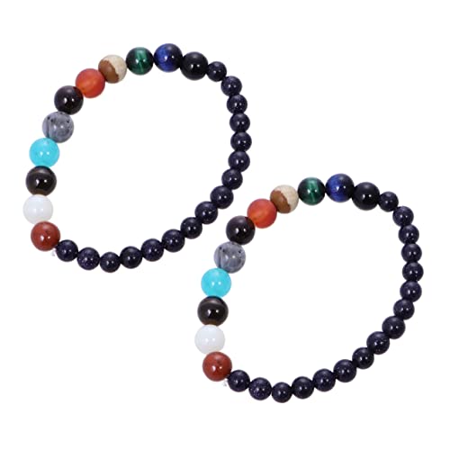 LMRJHAZ Mädchen juwelry 2pcs Universe Star Natursteinperlen Charmarmband, die acht Planeten in Solarsysteme Frauen jeden Anlass Accessoires repräsentieren von LMRJHAZ
