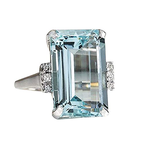 LMRJHAZ Moderinge Achteckform Weiß Gold plattiert Sterling Silber Verlobungsring Geburtsstein Frauenringgeschenke für Mädchen von LMRJHAZ