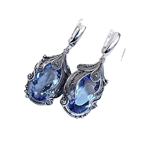 LMRJHAZ Modische blaue Ohrringe im Retro-Stil, Kristall, Damen-Ohrringe, High-End-Ohrringe von LMRJHAZ