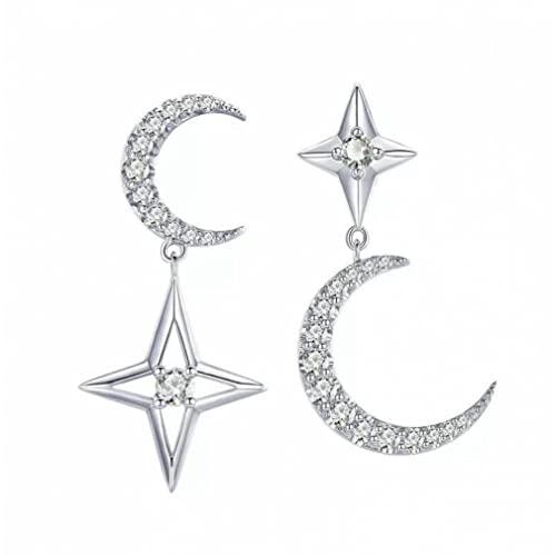 LMRJHAZ Moon & Star Dangle Ohrringe für Frauen klare kubische Zirkonohrringe Hochzeit Schmuck von LMRJHAZ
