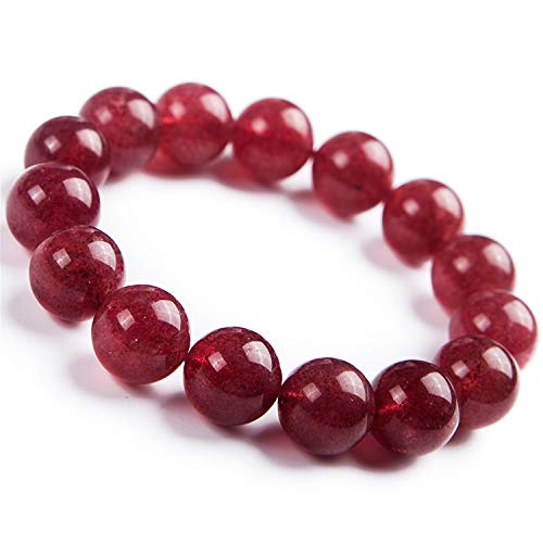 LMRJHAZ Natürliche rote Erdbeerquarzkristall Liebe runde Perlen Frauen Armband 13mm AAAA von LMRJHAZ