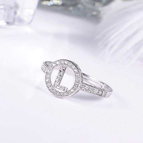 LMRJHAZ Offene Ringe für Frauen, Vintage einstellbare Anfangsbuchstaben l ausgehöhlten Silberringen elegant romantische Schmuckgeschenk für Mädchen Frauen Paar Verlobungs Hochzeit von LMRJHAZ
