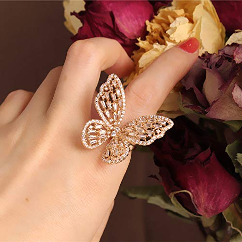 LMRJHAZ Offene Ringe für Frauen, Vintage einstellbare Mode Kubikzirkonia Schmetterling Goldene Ringe Romantische Schmuck Geschenk für Mädchen Frauen Paar Verlobungshochzeit von LMRJHAZ