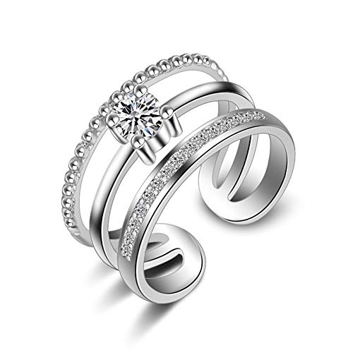 LMRJHAZ Offene Ringe für Frauen, verstellbarer Ring Silber Multilayer Zirkon Ring Romantische Schmuck Geschenk für Mädchen Frauen Paar Engagement Hochzeit Eternität Ring Weihnachtsgeschenk von LMRJHAZ