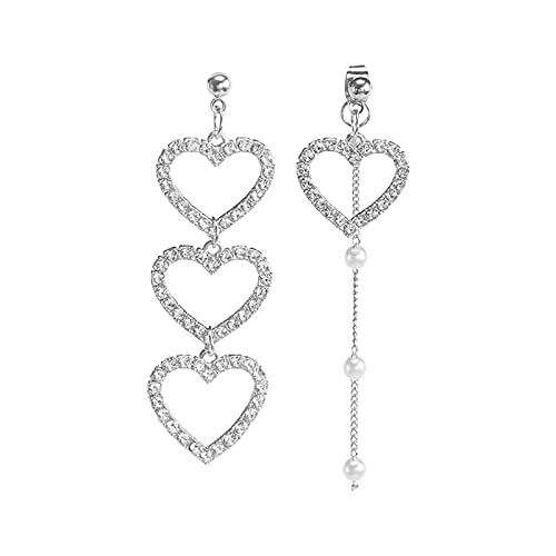 LMRJHAZ Ohrringe für Frauen, Lederrandohrringe für Frauen Diamond Ecruste Pearl Quaste Ohrringe Lange hohle hohl Full Diamant Ohrringe Geburtstagsvorschlag Geschenk Hochzeiten Engagement kleiner von LMRJHAZ