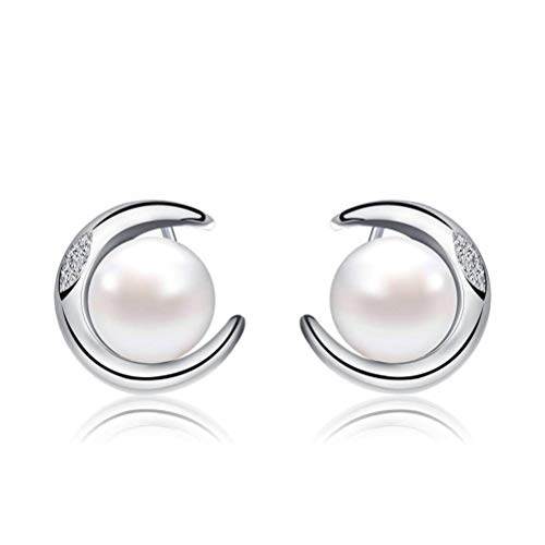 LMRJHAZ Ohrringe für Frauen, Mondohrringe mit C-Form Perleneinlay, Farbfoto, von LMRJHAZ