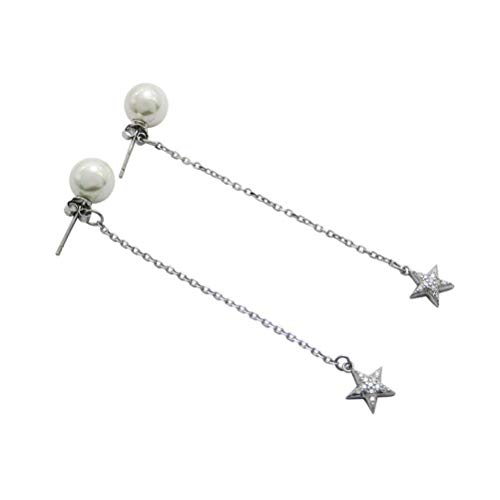 LMRJHAZ Ohrringe für Frauen, Perlenohrringe Sternohrringe langer Doppelohr Zirkon Quasten Ohrringe, weiß, von LMRJHAZ