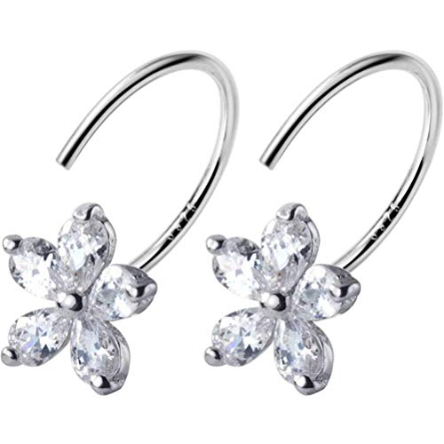 LMRJHAZ Ohrringe für Frauen, S925 Ohrringe weibliche koreanische Kunststil Diamant -Blumen Süßes Kurzohrhaken Temperament von LMRJHAZ