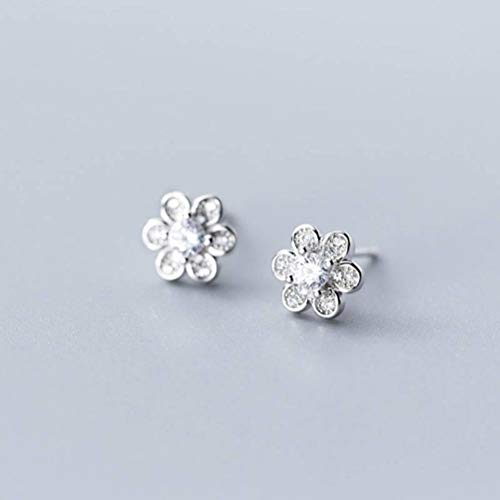 LMRJHAZ Ohrringe für Frauen, S925 Weißer Pilznägel weiblicher koreanischer Kunststil süße Sechs Blütenblüten Blume Blume Diamant Mode Ohrringe Rose Rose von LMRJHAZ