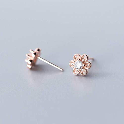 LMRJHAZ Ohrringe für Frauen, S925 Weißer Pilznägel weiblicher koreanischer Kunststil süße Sechs Blütenblüten Blume Blume Diamant Mode Ohrringe Rose Rose von LMRJHAZ