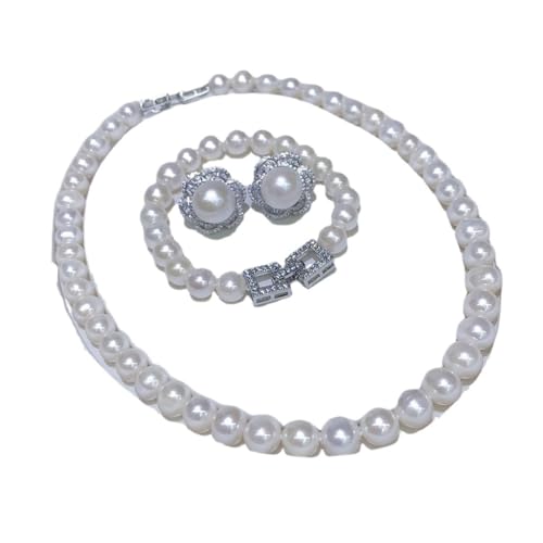 LMRJHAZ Perlenhalskette Süßwasser Weißer Perlenhalskette Set Frauen 9-10mm echte Perlen Halskette Mode Schmuck Perlenketten für Frauen LMRJHAZ Perlenhalskette Süßwasser Weißer Perlenhalskette Set Frauen 9-10mm echte Perlen Halskette Mode Schmuck Perlenketten für Frauen von LMRJHAZ