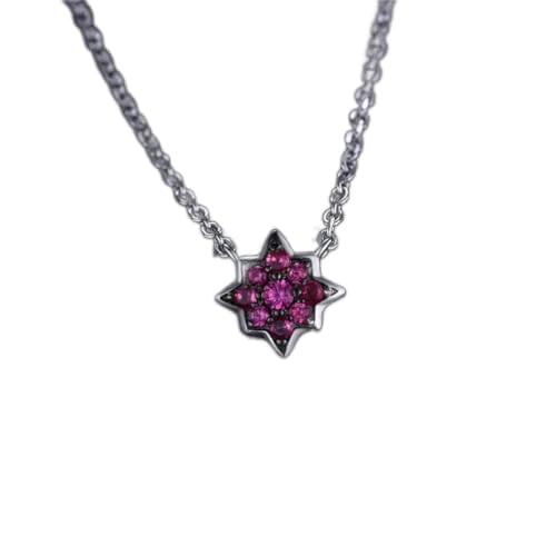 LMRJHAZ Red Ruby 925 Sterling Silber Anhänger Halskette für Frauen Edelstein Schmuck Geburtstag Geschenk von LMRJHAZ