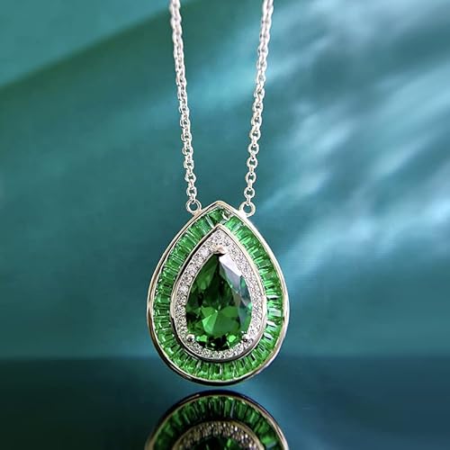 LMRJHAZ Ruby Diamond Anhänger 100% Real 925 Silber Hochzeitsanhänger Halskette für Frauen Brautschmuck von LMRJHAZ