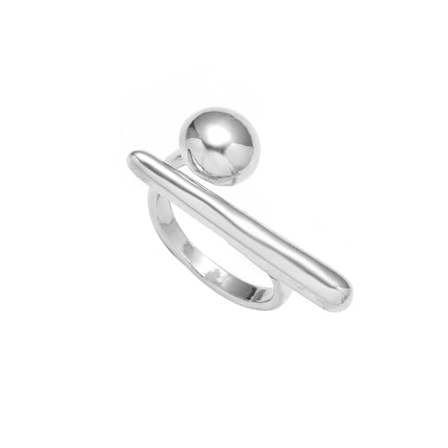 LMRJHAZ Runde Ball Bar Statement Ring für Frauen Lady Mode Geometrische einstellbare Open Wrap Band Schwanzringe Komfort Fit Chic Hochzeitsurlaub Party Schmuck Größe 6-8 von LMRJHAZ