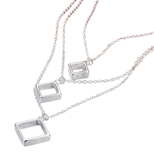 LMRJHAZ Schmuck Unisex Stainles Stell 925 Sterling Silber Square Form Anhängerketten Halsketten für Frauen Mode Schmuck Geschenke Trendy Accessoires kreatives Geschenk für Frauen und Männer Geschenk von LMRJHAZ