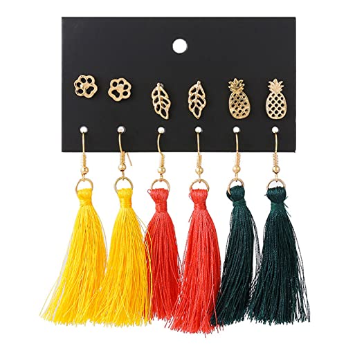 LMRJHAZ Schmuck für Frauen Frauen Silberohrringe, Boho 6Pairs/Set Bunfle Long Quaste Women Drop Ohrringe Legierung unregelmäßiger geometrischer Schmuck Brincos Geschenke für Freundin, Frau, LMRJHAZ Schmuck für Frauen Frauen Silberohrringe, Boho 6Pairs/Set Bunfle Long Quaste Women Drop Ohrringe Legierung unregelmäßiger geometrischer Schmuck Brincos Geschenke für Freundin, Frau, von LMRJHAZ