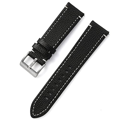 LMRJHAZ Seite Ledergurt Schnellgurt Männer Damen Schwarze Uhr Accessoires Edelstahlschnalle (D, 24 mm) von LMRJHAZ