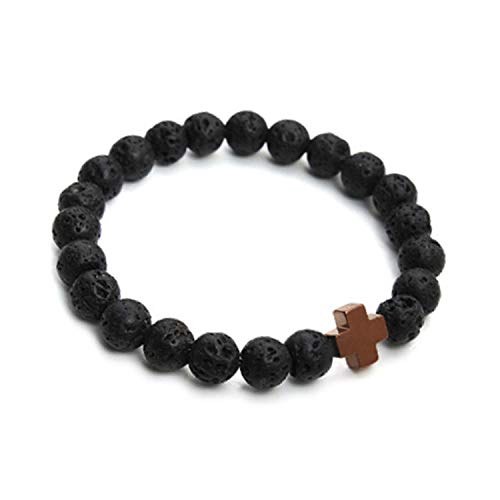 LMRJHAZ Steinarmband, Naturstein -Perlenarmband Vulkansteinarmband 8 mm Lava Gestein Perlenarmband Herren Hämatitbronze Kreuzarmband Personalisierte Kleidungszubehör LMRJHAZ Steinarmband, Naturstein -Perlenarmband Vulkansteinarmband 8 mm Lava Gestein Perlenarmband Herren Hämatitbronze Kreuzarmband Personalisierte Kleidungszubehör von LMRJHAZ
