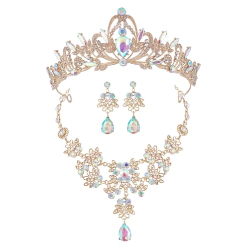 LMRJHAZ Strassschmuck mit Kronhalskette baumelnde Ohrringe für Frauen elegante Brautzubehör für Hochzeiten Geburtstage Partys und besondere Anlässe LMRJHAZ Strassschmuck mit Kronhalskette baumelnde Ohrringe für Frauen elegante Brautzubehör für Hochzeiten Geburtstage Partys und besondere Anlässe von LMRJHAZ