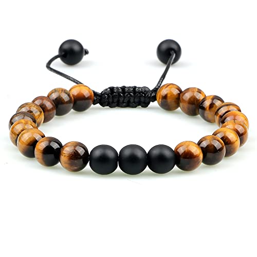 LMRJHAZ Tiger Eye Stone Paare Abstand Armbänder Männliche schwarze Onyx -Perlen Armband Armbänder Männer Männer verstellbar von LMRJHAZ