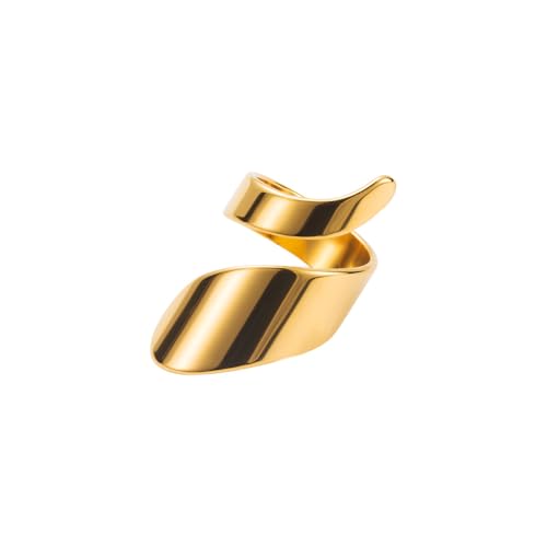 LMRJHAZ Twisted Stacking Statement Ring für Frauen goldplattiert Edelstahl Mode Spirale Open Wrap Band Finger Ringe Komfort Angabe einzigartiger Geburtstagsurlaub Juwely Geschenkgröße 7-8 von LMRJHAZ