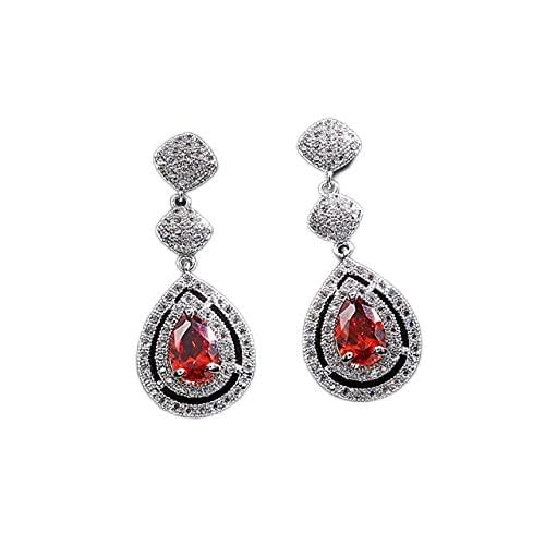 LMRJHAZ Zelligkeit weibliche Hochzeitsropfen Ohrringe 925 Schmuck Lange Ohrringe für Frauen Emerald Ruby Saphir Ohrtropfen Geschenke von LMRJHAZ
