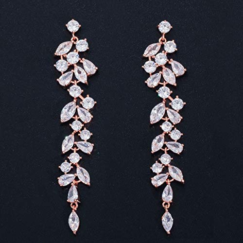 LMRJHAZ Zirkoniakristallblatt Langer Tropfen Dangle Ohrringe für Frauen Braut Hochzeit Schmuckzubehör Accessoires von LMRJHAZ