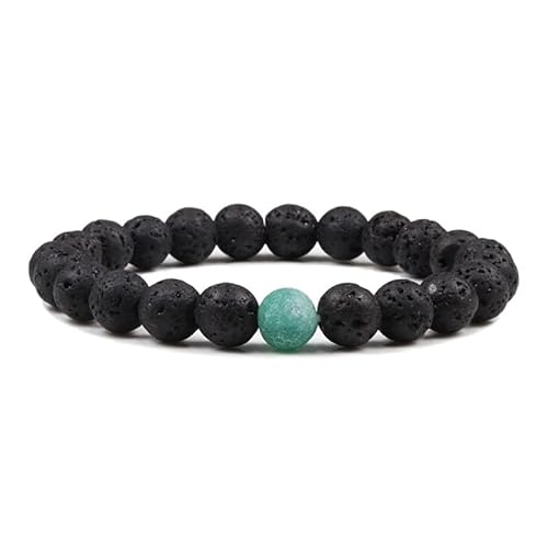 LMRJHAZ schwarzes Lava -Steinstein -Armband Paare Entfernung Onyx Perlen Armbänder für Frauen Männer Energie elastisches Handgelenk von LMRJHAZ
