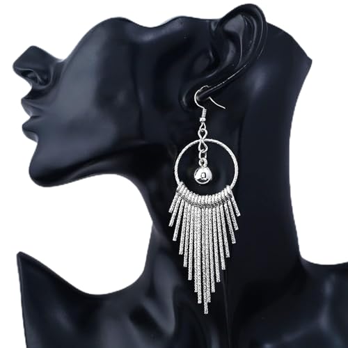 Lange Quasten Dangle Ohrungen - Ethnisch Vintage Bohemian Punk Persönlichkeit Ohrring Moderner Punk Big Stud für Geburtstag Hochzeitsfeier Mädchen Schmuckgeschenk, Silber Ui von LMRJHAZ