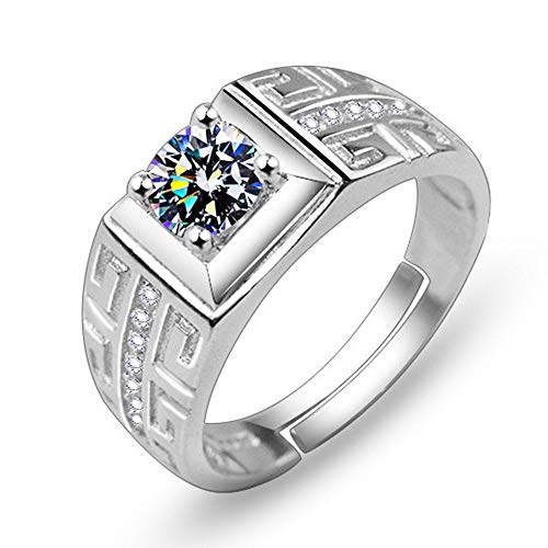 Offene Ringe für Frauen, Vintage verstellbarer Ring Square Wide Face Hip Hop Silber Zirkon romantische Schmuck Geschenk für Mädchen Frauen Paar Verlobung Hochzeit Eternität Ring Weihnachtsgeschenk von LMRJHAZ