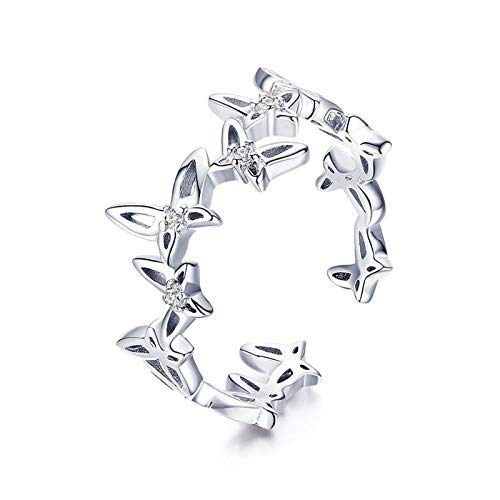 Offene Ringe für Frauen, verstellbare Ringmode 925 Sterling Silber Retro Schmetterling Ring Romantic Schmuck Geschenk für Mädchen Frauen Paar Verlobung Hochzeit Eternität Ring Weihnachtsgeschenk von LMRJHAZ
