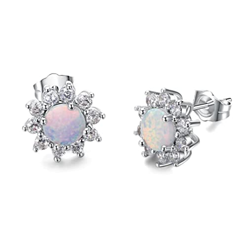 Ohrringe für Frauen, Mode Blumenstecker Ohrring Weiß Feuer Opal & Zirkon Ohrringe Farbschmuck für Frauen beste Geschenke von LMRJHAZ