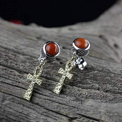 Ohrringe für Frauen, Ohrring -Ohrring S925 weibliche Modepersönlichkeit rund Ohrringeslapis Lazuli, 925 von LMRJHAZ