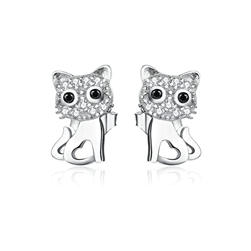 Ohrringe für Frauen, Sterling 925 niedliche Kitty -Gestüt Ohrringe für Frauen klare cz Katzenliebhaber Geschenke Geschenke Statement Schmuck Schmuck von LMRJHAZ