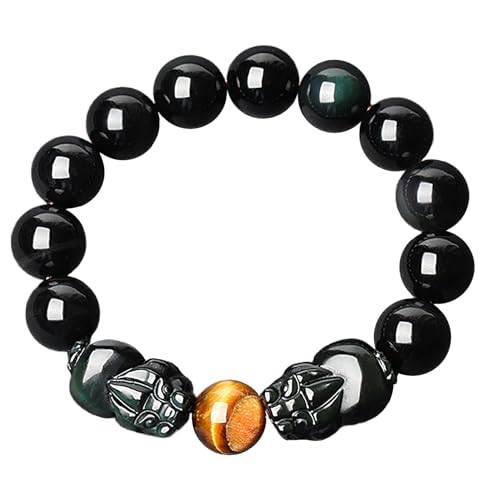 Pi xiu Armband Regenbogen Obsidian Doppel Piyao Feng Shui Reichtum Armband Geldbeutel Pi Xie Charms Talisman Evil Eye Schmuck Tiger Auge glückverheißende Kristallarmband Windfall Geld Glück, 12mm Pi xiu Armband Regenbogen Obsidian Doppel Piyao Feng Shui Reichtum Armband Geldbeutel Pi Xie Charms Talisman Evil Eye Schmuck Tiger Auge glückverheißende Kristallarmband Windfall Geld Glück, 12mm von LMRJHAZ