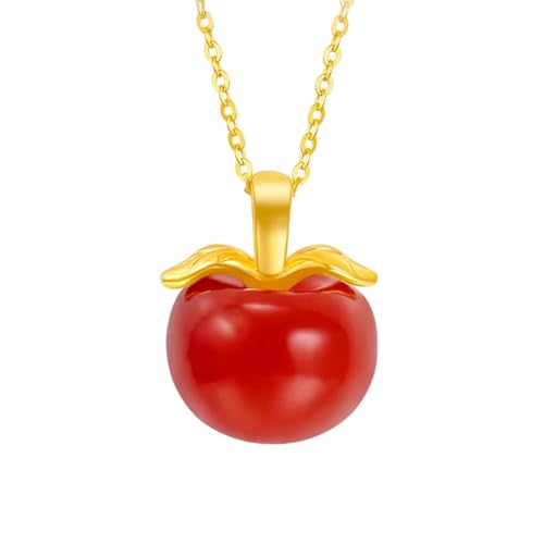 Schmuck 100% echtes Gold 18k natürliche Achat Halskette für Frauen Herz Anhänger Au750 Pure Original Schmuck Valentinstag Geschenke Modetrendy Accessoires kreatives Geschenk für Frauen und Männer von LMRJHAZ