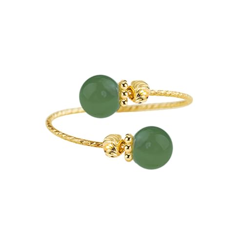 Zögere grüne Ball Verstellbarer offener Wrap Ring für Frauen goldplattiertes Stapel Statement Hochzeit künstliche Jade -Schale -Stein -Finger Ringe Mode Layered Comfort Fit Weihnachtsurlaub Schmuck von LMRJHAZ
