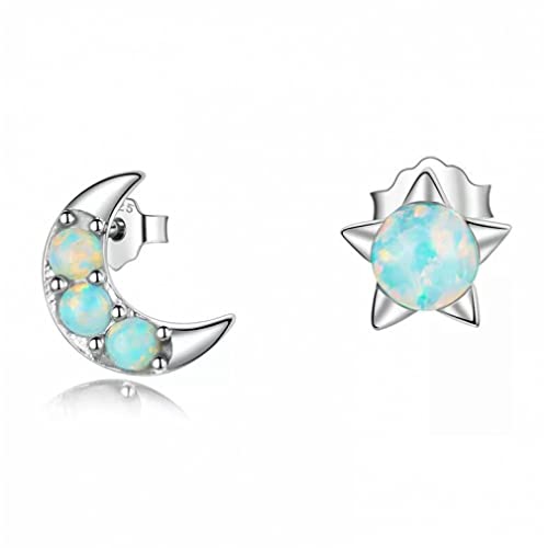 LMRJHAZM 100% schillernde Star & Moon -Hölzerohrringe für Frauen helle opal geometrische Ohrringe Feiner Schmuck von LMRJHAZM