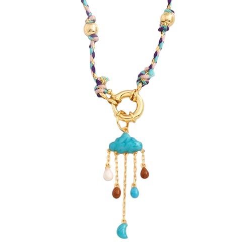 LMRJHAZM 14k Gold gefüllte böse Augen Halskette für Männer und Frauen, Sternhimmlische blaugrüne blaugrüne Augenheife Perlenkette mit Knoten, Augapfel Halskette, Auge der Horusschichtkette von LMRJHAZM