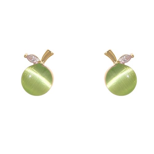 LMRJHAZM 18G Zierfrucht Katze Augen winzige Bolzenohrringe für Frauen 925 Sterling Silber Post Pin Hypoallergene Kristall Apfelblatt Kleine Knorpelschsten niedlichen Piercing -Schmuck von LMRJHAZM