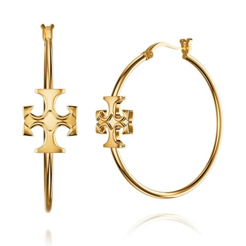 LMRJHAZM 18K Gold plattiert Cross Hoop Ohrringe für Frauen - Hypoallergene Tragus -Ohrringe | Zögerliche einzigartige Goldschmuck für tägliche Verschleiß & Geschenke | Designer Dupe 18K Gold Hoops von LMRJHAZM