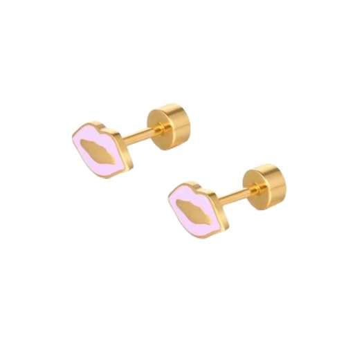 LMRJHAZM 18g Titanium Lippen Kuss Ohrringe für Frauen Mädchen 14K Gold plattiert chirurgisch Edelstahl hypoallergen niedliche winzige Stollen Knorpel Tragus -Schraubenrückungs -Post -Conch Piercing von LMRJHAZM