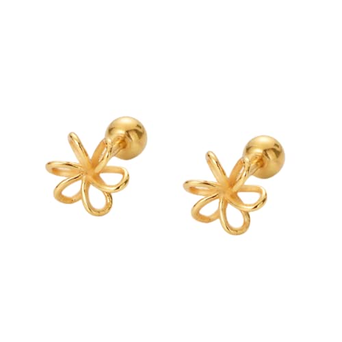 LMRJHAZM 18g winzige filigree Blumenstollen Knorpel Ohrringe für Frauen Mädchen 925 Sterling Silber Minimalist süßer 3mm Ball Back Langhantelschuh Schläfer Tragus Post Hypoallergen Geburtstag von LMRJHAZM