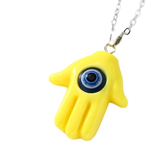 LMRJHAZM 925 Sterling Silber Hamsa Halskette für Frauen und Männer, mehrfarbige böse Augen Hamsa Hand Halskette Truthahn Lucky Blue Eye Fatima Handschlüsselkette, Mano de Fatima Con Ojo Turco von LMRJHAZM