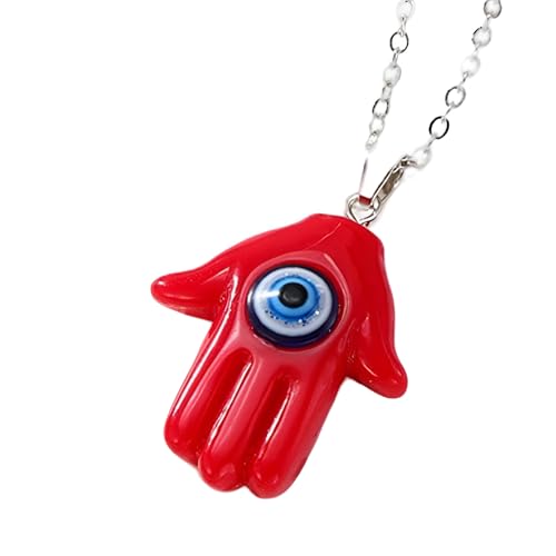 LMRJHAZM 925 Sterling Silber Hamsa Halskette für Frauen und Männer, mehrfarbige böse Augen Hamsa Hand Halskette Truthahn Lucky Blue Eye Fatima Handschlüsselkette, Mano de Fatima Con Ojo Turco von LMRJHAZM