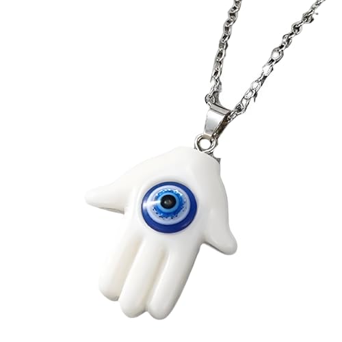 LMRJHAZM 925 Sterling Silber Hamsa Halskette für Frauen und Männer, mehrfarbige böse Augen Hamsa Hand Halskette Truthahn Lucky Blue Eye Fatima Handschlüsselkette, Mano de Fatima Con Ojo Turco von LMRJHAZM