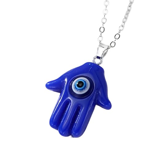 LMRJHAZM 925 Sterling Silber Hamsa Halskette für Frauen und Männer, mehrfarbige böse Augen Hamsa Hand Halskette Truthahn Lucky Blue Eye Fatima Handschlüsselkette, Mano de Fatima Con Ojo Turco von LMRJHAZM