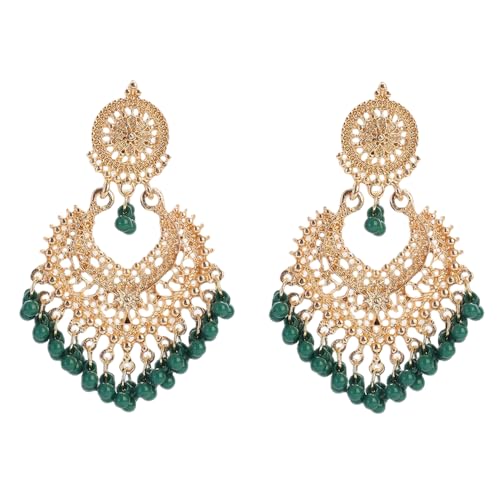 LMRJHAZM BOHO Ball Quaste Statement Dangle Ohrringe für Frauen Mädchen Vintage Blume herzförmige Perlen Kronleuchter Drop baumeln von LMRJHAZM