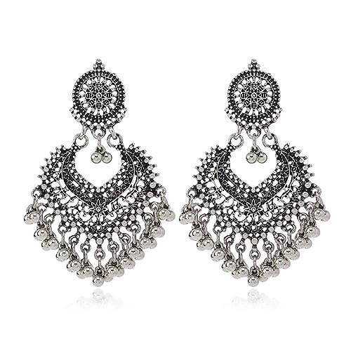 LMRJHAZM BOHO Ball Quaste Statement Dangle Ohrringe für Frauen Mädchen Vintage Blume herzförmige Perlen Kronleuchter Drop baumeln von LMRJHAZM