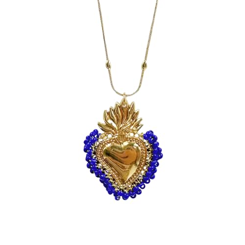 LMRJHAZM Bunte Perlen heilige Herzkette für Frauen Menschen, klassisches heiliges Herz der Halskette Jesu - Vintage heilige Herz Anhänger, Jesus Herz Halskette für Weihnachten Thanksgiving Gaben von LMRJHAZM